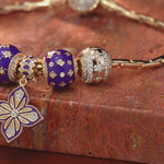 Sterling Silver Stars and Clover Charms Bracelet Set With Enamel In 14K Gold Plated