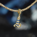 Azure Horizon Dangle Lighthouse Curved‑Wave Enamel Dangle Charm With Pavé‑Set Sparkling Crystal in Tarnish‑Resistant Silver