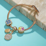 Sterling Silver Gold Ping Pong Charms Bracelet Set With Enamel In 14K Gold Plated (Includes bracelet and all charms shown)