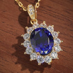 Sterling Silver Sapphire Charm Necklace In 14K Gold Plated