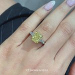 Golden Majesty - 3.0 ct Radiant Cut Lab-Grown Fancy Vivid Yellow Diamond Three-Stone Ring with 0.48CT.TW Tapered Baguette Diamond Side Stones In Tarnish-resistant Silver (Includes IGI Certification from International Gemological Institute)