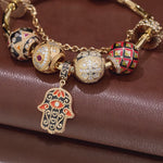 Sterling Silver Enigmatic Easter Charms Bracelet Set With Enamel In 14K Gold Plated (Includes bracelet and all charms shown)