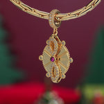 Wheel of Fortune Tarnish-resistant Silver Dangle Charms In 14K Gold Plated