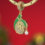 Greetings, Santa Tarnish-resistant Silver Dangle Charms With Enamel In 14K Gold Plated