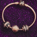 Guardian of the Gracious Tarnish-resistant Silver Charms Bracelet Set With Enamel In Rose Gold Plated