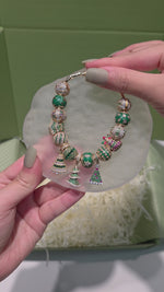 Christmas Miracle Tarnish-resistant Silver Charms Bracelet Set With Enamel In 14K Gold Plated (Includes bracelet and all charms shown)