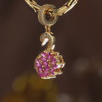 Regal Plume Swan Tarnish-Resistant Silver Dangle Charm In 14K Gold Plated