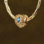 Heart of Grace December Birthstone Tarnish-resistant Silver Charms With Enamel In 14K Gold Plated