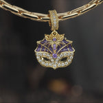 Spider‑Web Mask Pavé Enamel Dangle Charm In Tarnish‑Resistant Silver