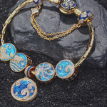 [💥As @katstyle42's Pick] Sterling Silver Ocean Conquerors Charms Bracelet Set With Enamel In 14K Gold Plated