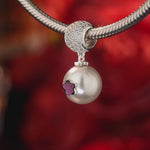 Valentine's Heart Tarnish-Resistant Silver Dangle Charm in White Gold Plated - Handcrafted with SWAROVSKI® Pearls and Crystals