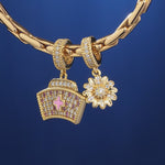Adorable Nurse Hat Tarnish-resistant Silver Dangle Charms With Enamel In 14K Gold Plated