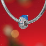 Cutie Snowman Tarnish-resistant Silver Charms With Enamel In White Gold Plated