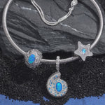 Sterling Silver Starlit Treasures Moonstone Charms Bracelet Set In White Gold Plated