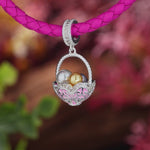 Easter Basket Tarnish-resistant Silver Dangle Charms In White Gold Plated