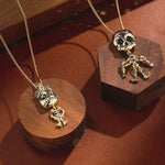 Limited Edition Flash Sale: Eerily Elegant Halloween-themed Zombie Skeleton Tarnish-resistant Silver Necklace in 14K Gold Plated