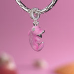 Glowing Dolphin Tarnish-resistant Silver Dangle Charms With Enamel In White Gold Plated