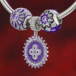 Sterling Silver Flowers in Full Bloom Charms Bracelet Set With Enamel In White Gold Plated