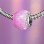 Pink Rattle Tarnish-resistant Silver Charms With Enamel In White Gold Plated