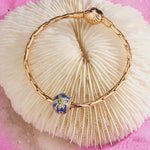 Coconut Tree Tarnish-resistant Silver Charms With Enamel In 14K Gold Plated