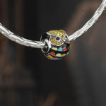 Sterling Silver Singing Owl Charms With Enamel In Two-Tone Plating