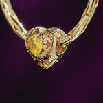 November Golden Love Heart Birthstone Tarnish-resistant Silver Charms In 14K Gold Plated