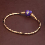 Sterling Silver Aurora Borealis Bamboo Chain Bracelet With Enamel In 14K Gold Plated