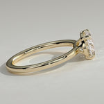 2ct Oval Lab-Grown Diamond East-West Claw Solitaire with Raised Basket Gallery Engagement Ring in Solid 14K Yellow Gold (Includes IGI Certification from International Gemological Institute)