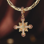 Sacred Cross Tarnish-resistant Silver Charms With Enamel In 14K Gold Plated