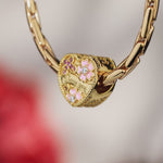 Engravable (Blank Default) Heart Flower Tarnish-resistant Silver Charms In 14K Gold Plated