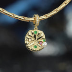 Timeless Fable Lotus Leaf Dewdrop Pearl & Gemstone Dangle Charm in Tarnish-Resistant Silver with 14K Gold Plating