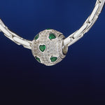 Green Ice Heart Magic Tarnish-resistant Silver Charms In White Gold Plated