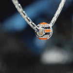 Coastal Surfboard Accented Geometric Enamel Charm With Pavé‑Set Crystal in Tarnish‑Resistant Silver
