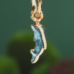 Icy Blue Dolphins Tarnish-resistant Silver Dangle Charms with Crystal from Swarovski In 14K Gold Plated