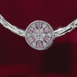 Pink Snowflake Tarnish-resistant Silver Charms In White Gold Plated