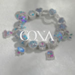 Sterling Silver Aqua Fairy Tale Princess Charms Bracelet Set In White Gold Plated (Includes bracelet and all charms shown)