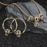 Sterling Silver Mummy and Skeleton Man Charms Necklace Set With Enamel In 14K Gold Plated