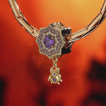 Purple Web Crawler Tarnish-resistant Silver Dangle Charms In 14K Gold Plated