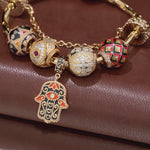 Sterling Silver Enigmatic Easter Charms Bracelet Set With Enamel In 14K Gold Plated