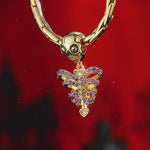 Bone Heart Tarnish-resistant Silver Dangle Charms With Enamel In 14K Gold Plated