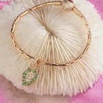 Monstera Leaf Tarnish-resistant Silver Dangle Charms In 14K Gold Plated