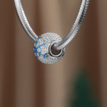 Sterling Silver Ice Flake Charms With Enamel In White Gold Plated