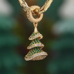 Dancing Christmas Tree Tarnish-resistant Silver Dangle Charms In 14K Gold Plated