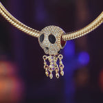 Lady Skeleton Tarnish-resistant Silver Charms With Enamel In 14K Gold Plated