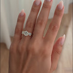 2ct Round Lab-Grown Diamond Three-Stone Ring with Round Accent Stones (Moissanite) Trellis Gallery ¡¤ Claw Setting ¡¤ Tarnish-resistant Silver In 14K Gold Plated (Includes IGI Certification from International Gemological Institute)