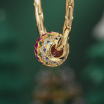 Radiant Ruby Festivity Tarnish-resistant Silver Charms In 14K Gold Plated