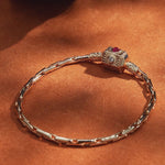 Sterling Silver Guardian Bamboo Chain Bracelet With Enamel In 14 Gold Plated