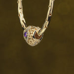 Heart of Grace February Birthstone Tarnish-resistant Silver Charms With Enamel In 14K Gold Plated