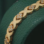 Snowy Clover Tarnish-resistant Silver Bracelet In 14K Gold Plated
