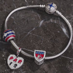 Sterling Silver Romance Magic Charms Bracelet Set With Enamel In White Gold Plated